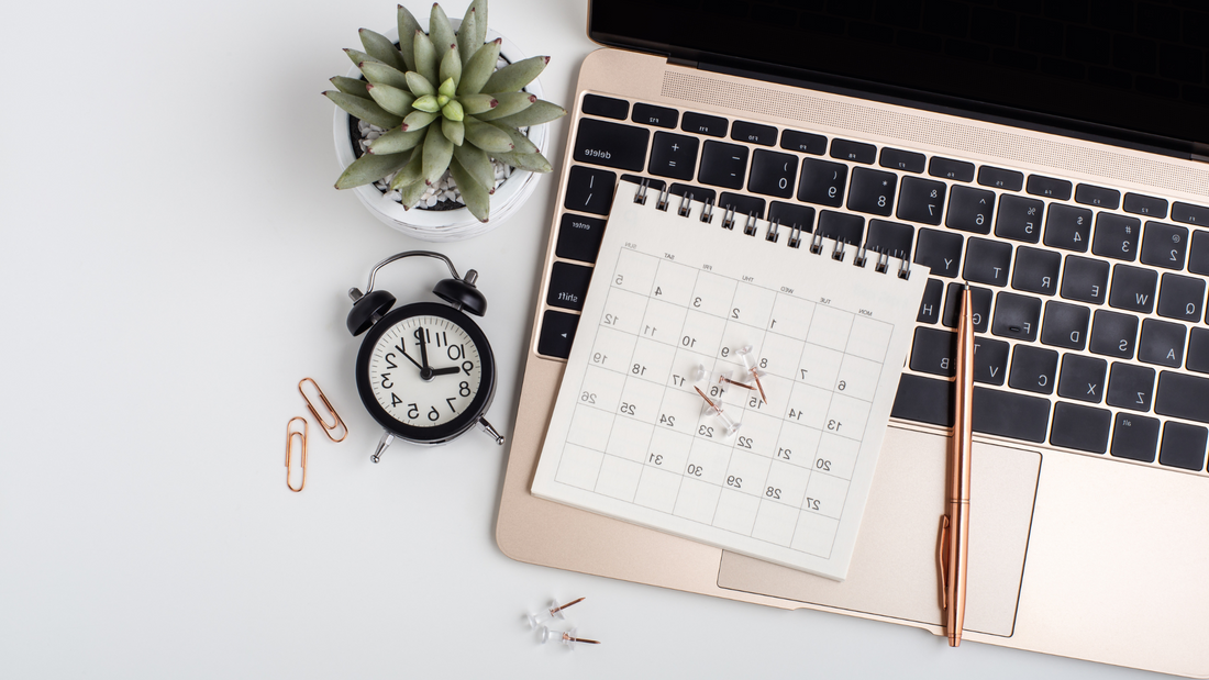 desk setup to plan out the month 