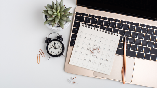 desk setup to plan out the month 
