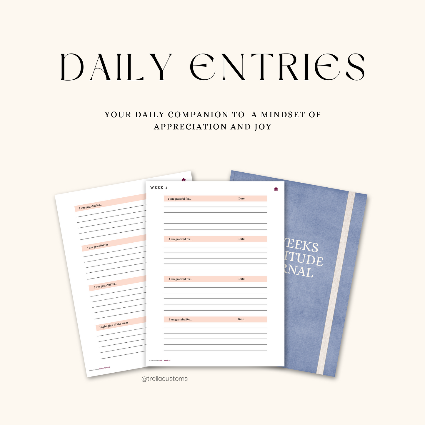 Daily entries for the week layout page to help bring a different mindset and joy.