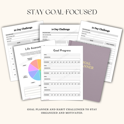A small preview of the goal planner habit challenges for organization and motivation. 