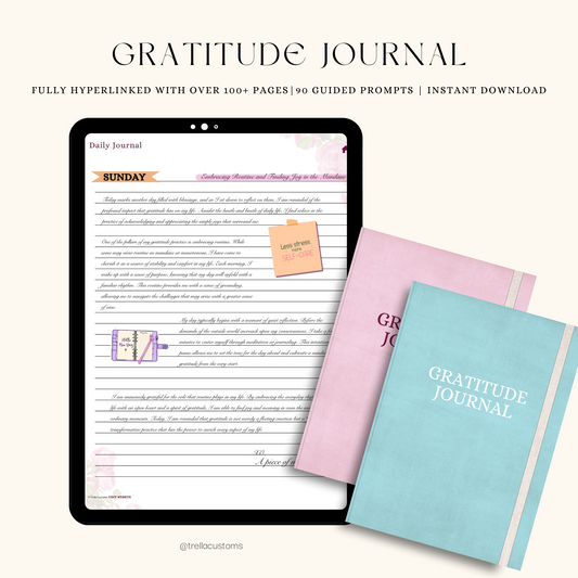 Written gratitude journal with two covers for daily gratitude practice on iPad device.