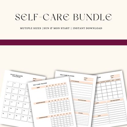 Self-care bundle checklists for instant download.