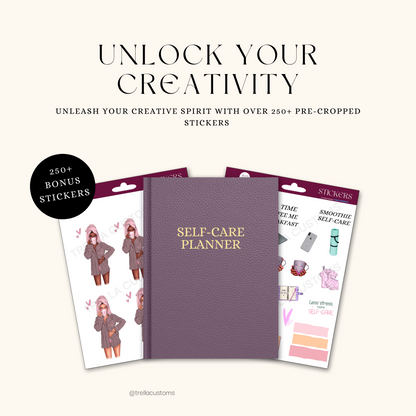 Self-care activities and weekly planning stickers that are pre-cropped for Goodnotes and easy to use.