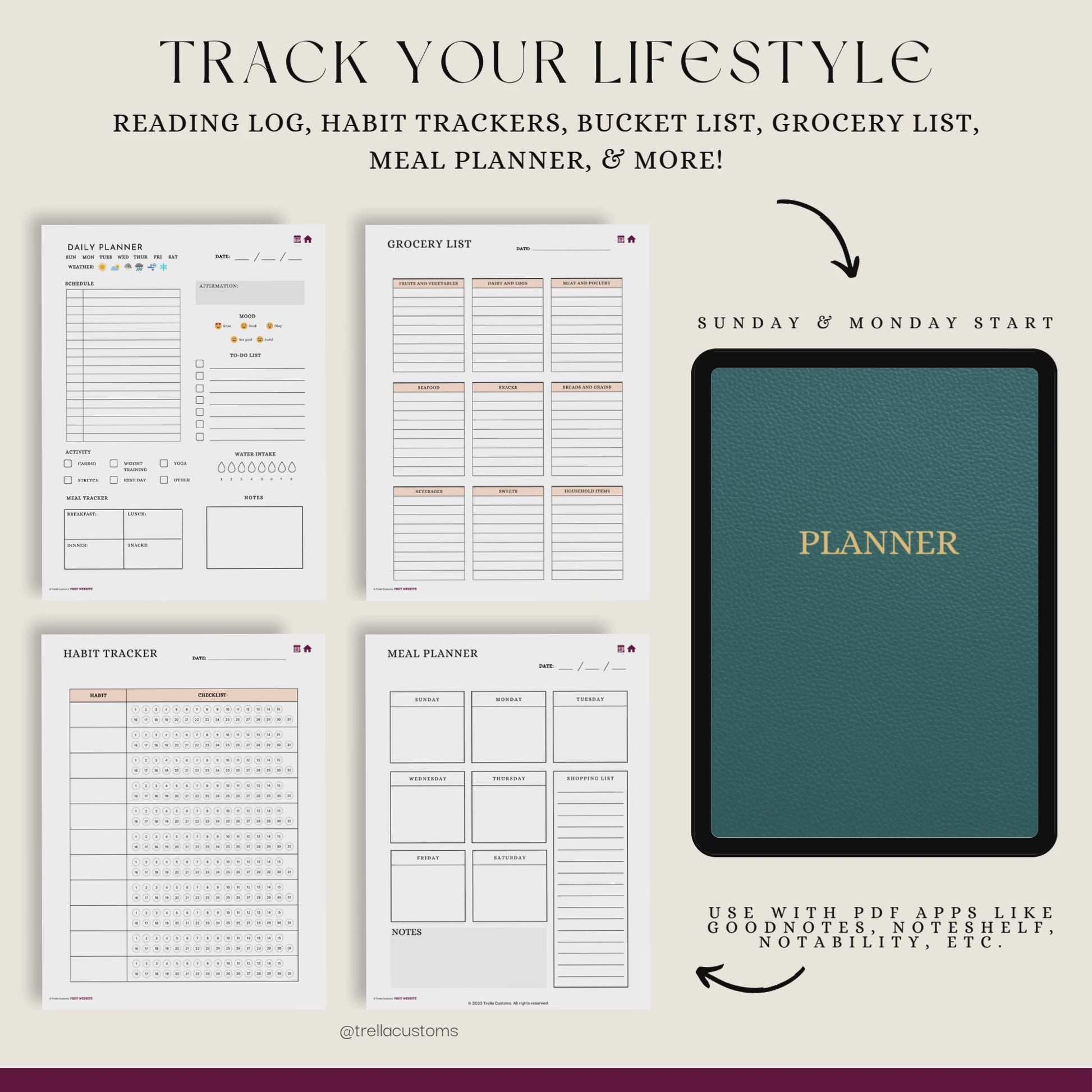 Brief video of a sneak peek of the latest digital planner with premium covers.